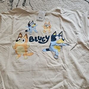 Graphic Adults Bluey T-Shirt in Cream New Medium